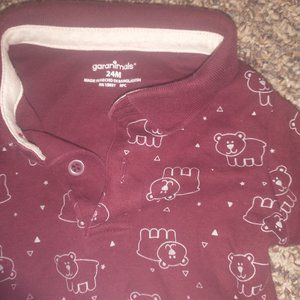 Long sleeve polo button collar onesie 24mo